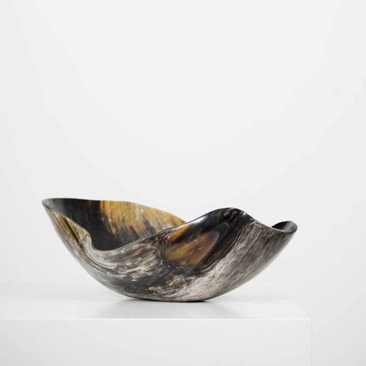 Black Sheep (White Light) - Wholesale Decorative Plate/Dish/Bowl - Ankole & Gyr Horn Dark Organic Vessel2