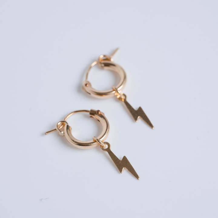 Metrix Jewelry - Wholesale Huggie Earrings - Tiny Lightning Bolt Huggie Hoops - Choose your Metal