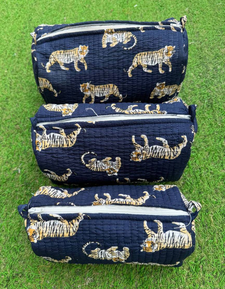 bhavnas boutique - Vendita all'ingrosso Borsa per trucchi/cosmetici - Borsa con Stampa Tigre Borsa Trapuntata in Cotone Borsa da Donna Borse da Toilette5