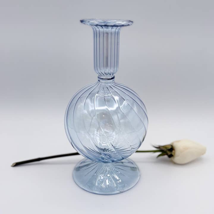 Blown Glass Vase - Bauble Light Blue for wholesale by Dandarah (Ships from Canada)