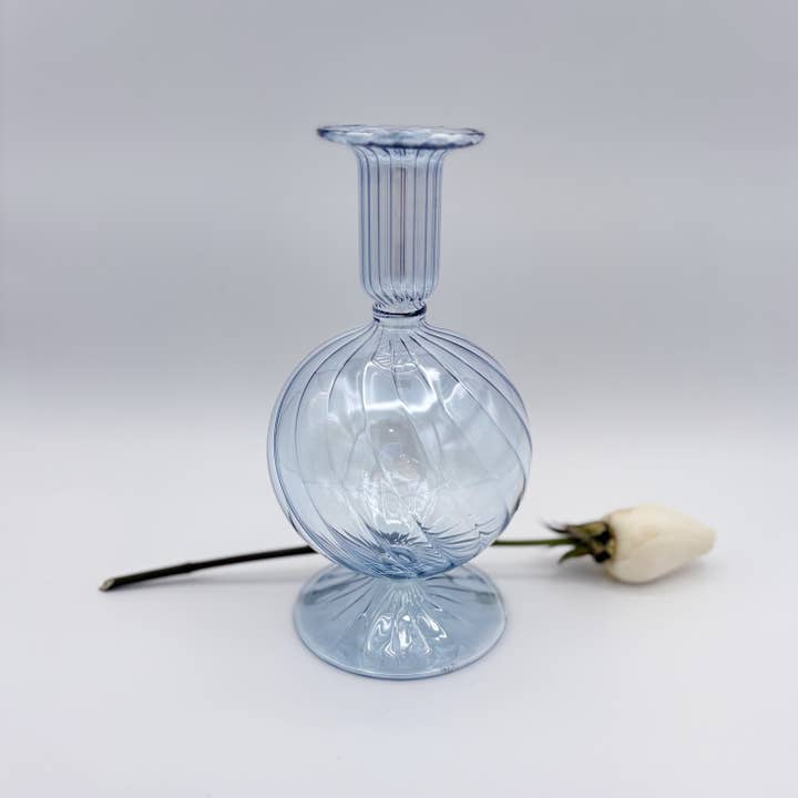 Blown Glass Vase - Bauble Light Blue for wholesale by Dandarah (Ships from USA)