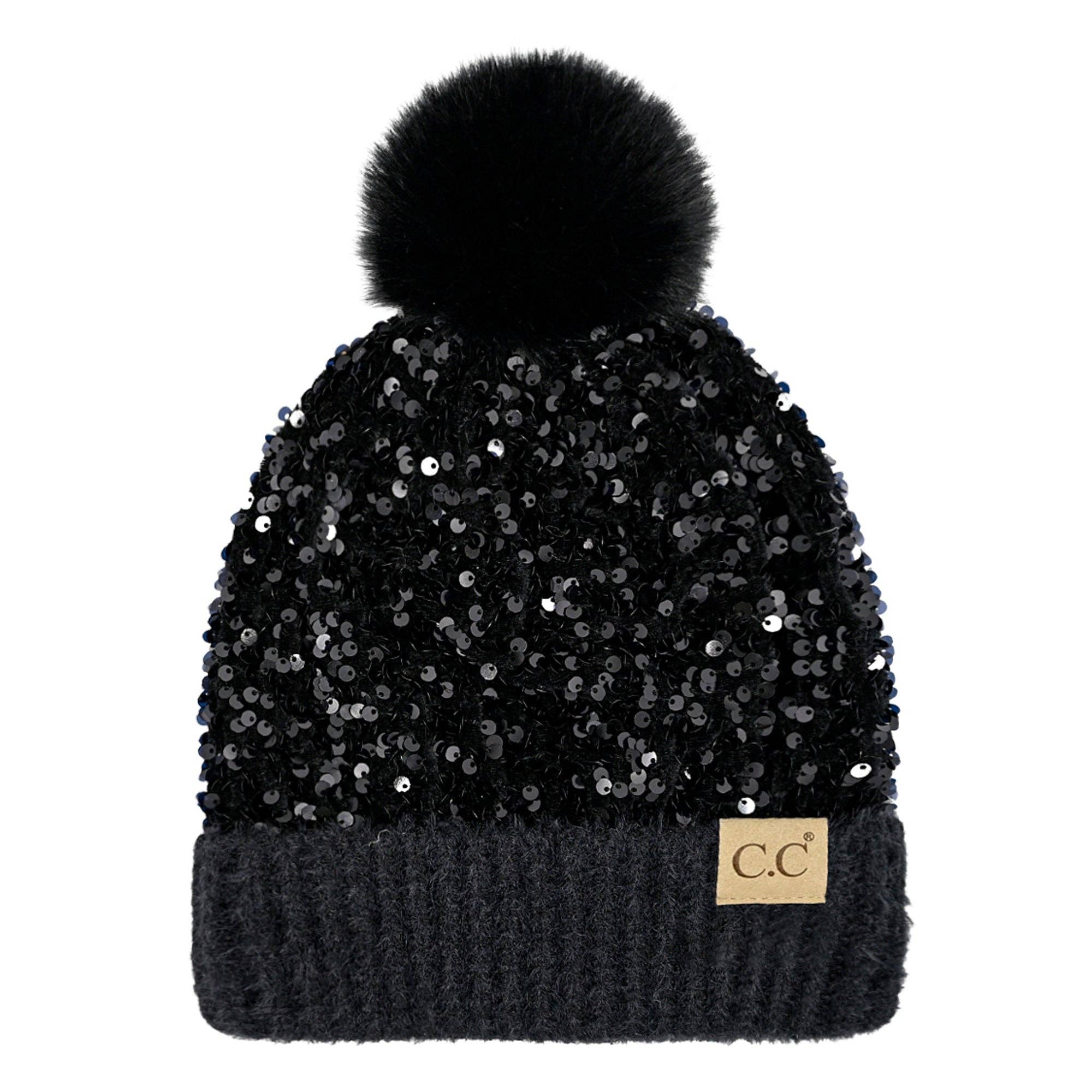 Truly Contagious - Wholesale Beanie - Kids - CC Kids Sequin Fur Pom Beanie - Kids Hat ( KD-HTE0012 )0