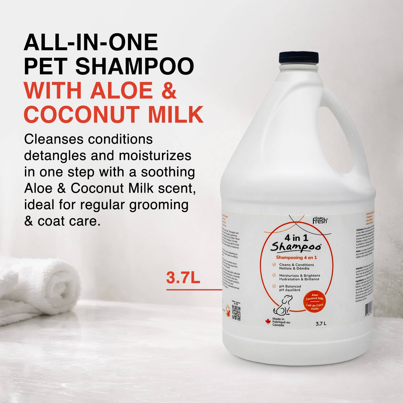 Enviro Fresh - Wholesale Hondenshampoo - Hond - Hondenshampoo 4-in-1 met aloë & kokosmelk, 3,7 L4