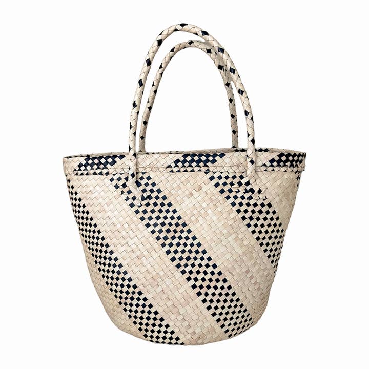 Fransk Mini Basket Market Tote-Svart/Natur för wholesale av The Artisan and Company