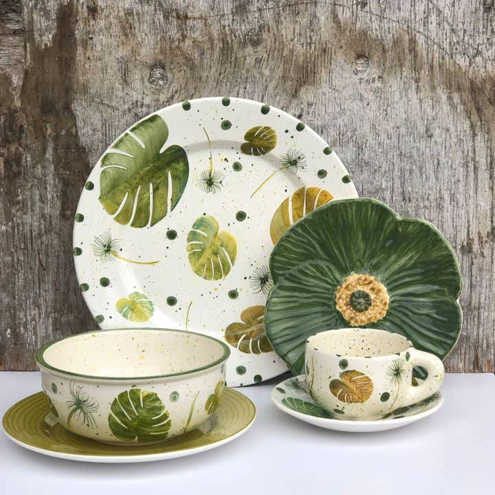 Håndlavet keramisk middagsservicesæt – håndmalet 21 dele for engroshandel hos Authentic Origin Colombia