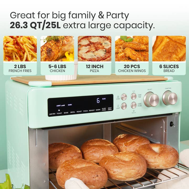 VAL CUCINA - Wholesale Kitchen Appliance - VAL CUCINA Extra Large Air Fryer Toaster Oven -Mint Green