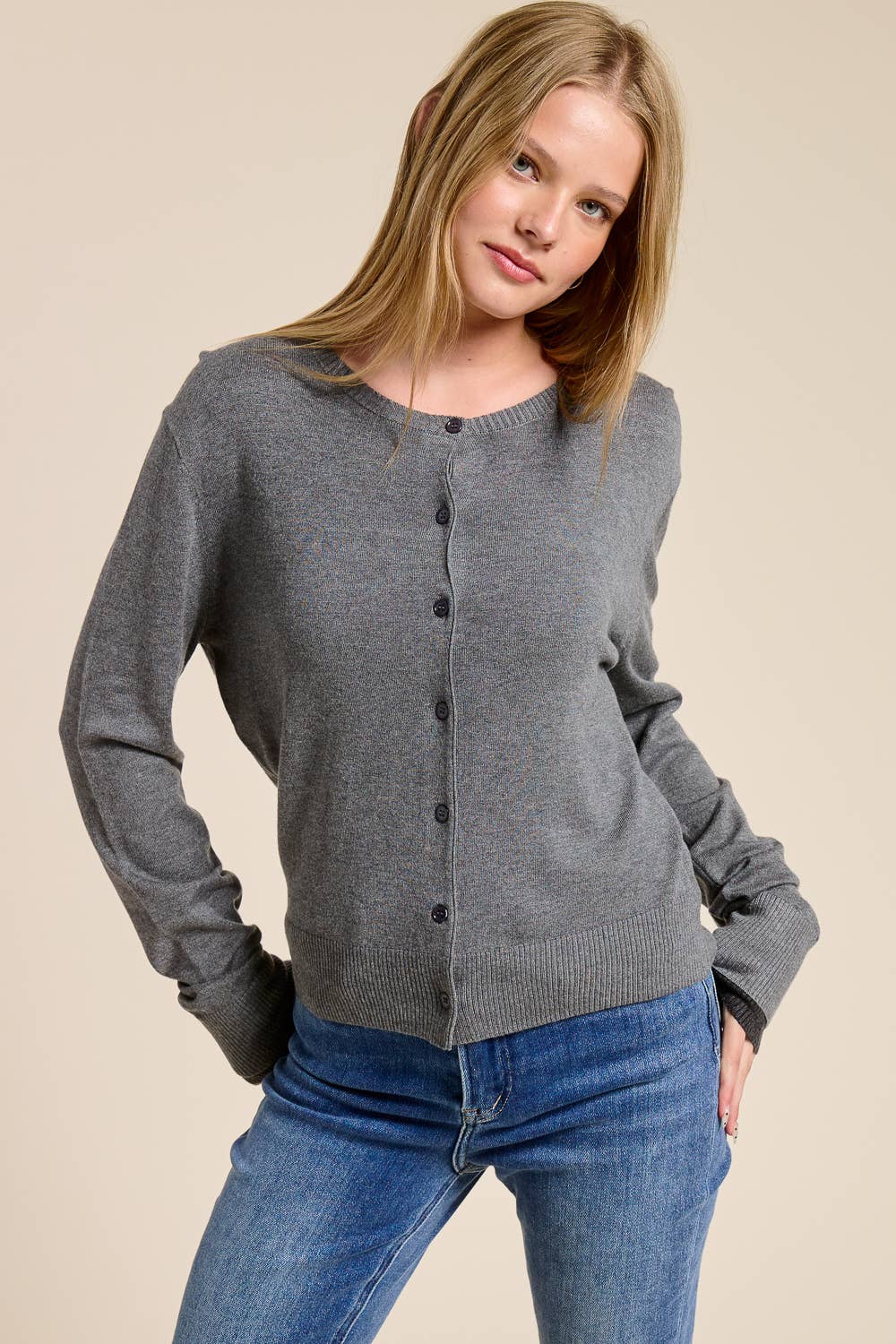 Charlotte Avery - Wholesale Cardigan - Dames - Cardigan met contrasterende manchetten van kasjmiermix6