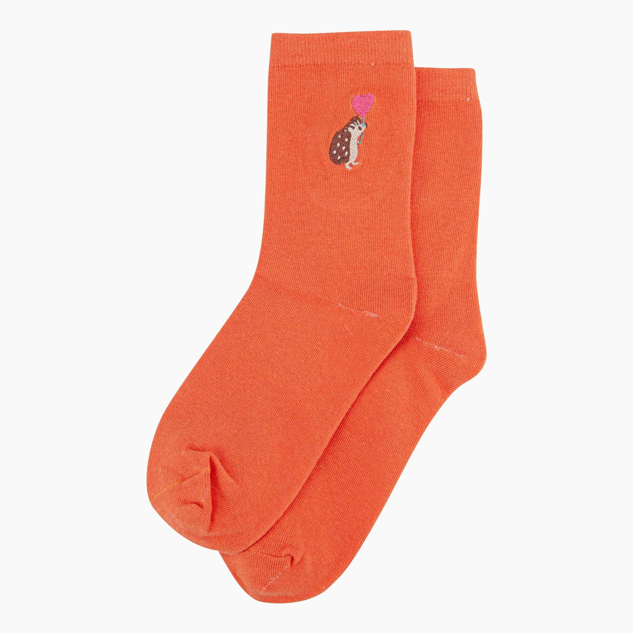 Sock Talk - Wholesale Socks - Women's - Women's Embroidered Socks - Orange, Hedgehog Heart Balloon1