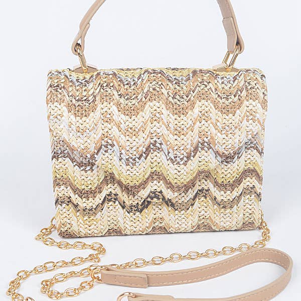 3AM BY H&D ACCESSORIES - Vente Sac à main avec poignée sur le dessus – femme - Sac à rabat avec poignée supérieure en fausse paille