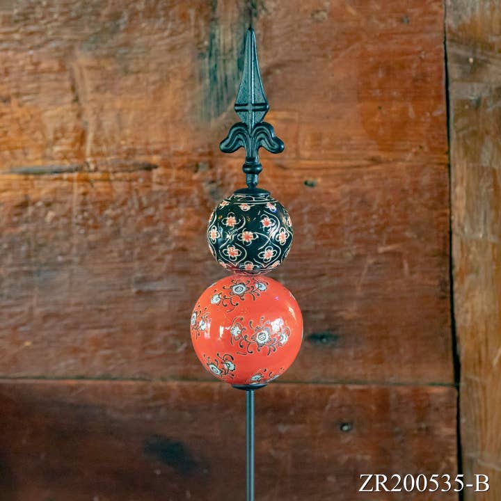 Zaer Ltd. International - Wholesale Garden/Lawn Stake - Tall Garden Stake with Ceramic Sailor Ball and Finial