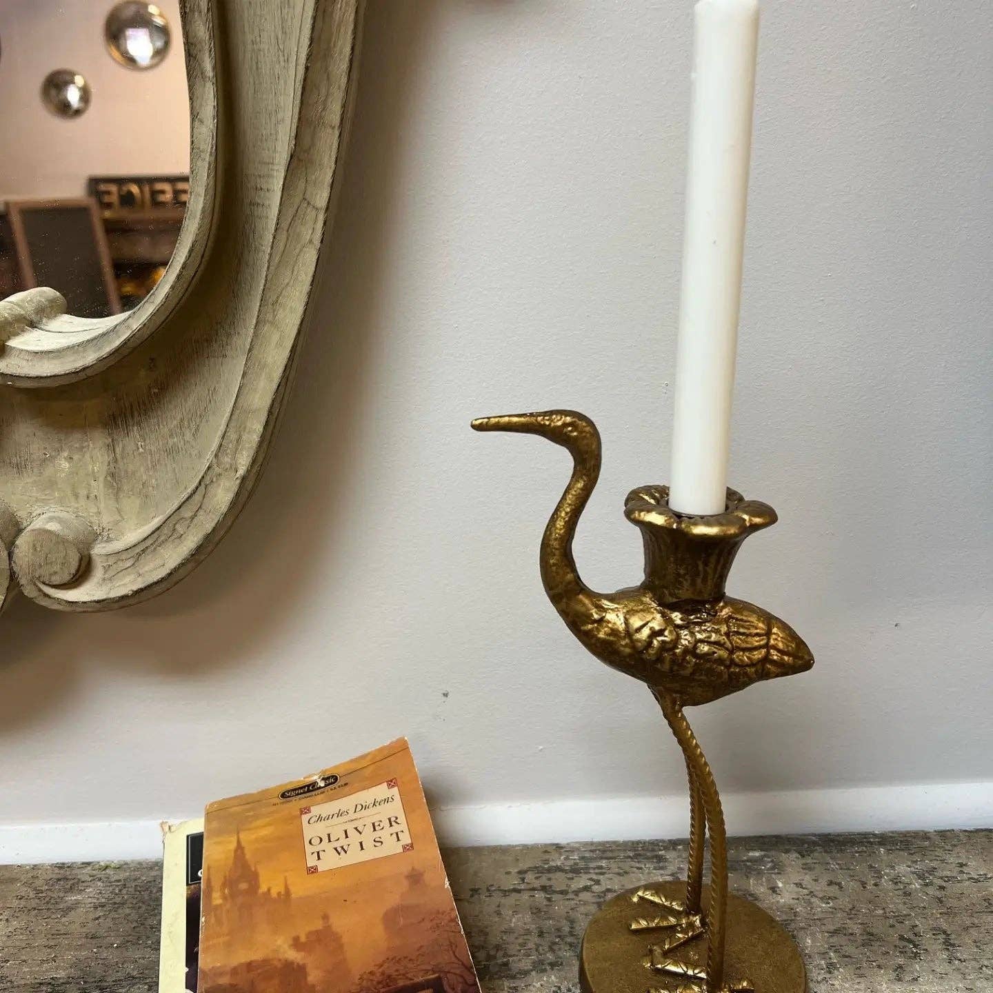 Vagabond Vintage - Wholesale Candle Holder - Crane Candle Holder with Antique Gold Finish3
