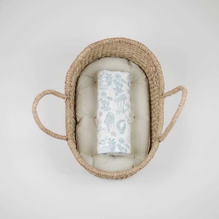 Swaddle - Block Printed | Sea Life for wholesale by Ji | The Atelier