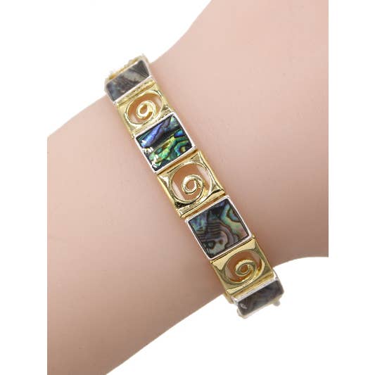 Bracelet extensible en spirale à découpage en spirale Gold_Abalone FR2111 pour la vente par 0011 PREMIERE