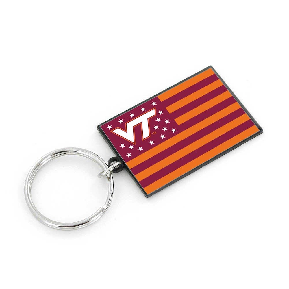 Aminco USA - Wholesale Keychain - Unisex - NCAA Virginia Tech Hokies Americana Flag Keychain0