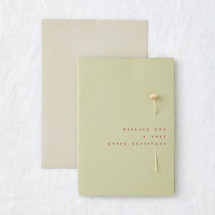 Simple Merry Christmas Botanical Flower Xmas Card Green for wholesale by Made by Shannon