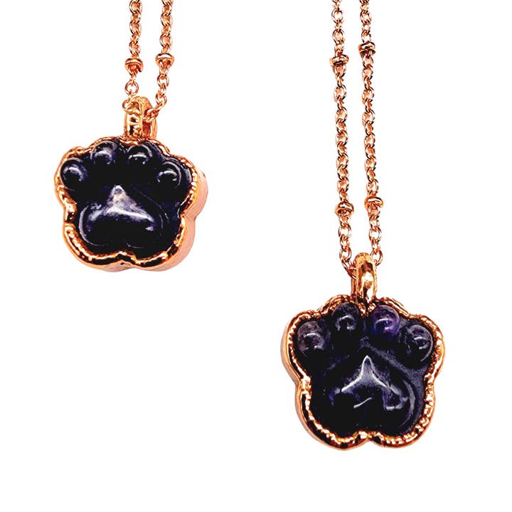 MergingMetals - Wholesale Pendant/Charm Necklace - Paw Print Necklace - Amethyst 1
