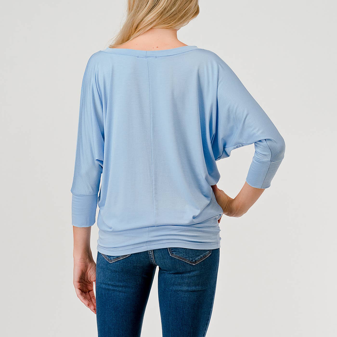 Heimious - Wholesale Knit Top - Women's - 3/4 Dolman Sleeve Round neck Modal Jersey  Top, 250361
