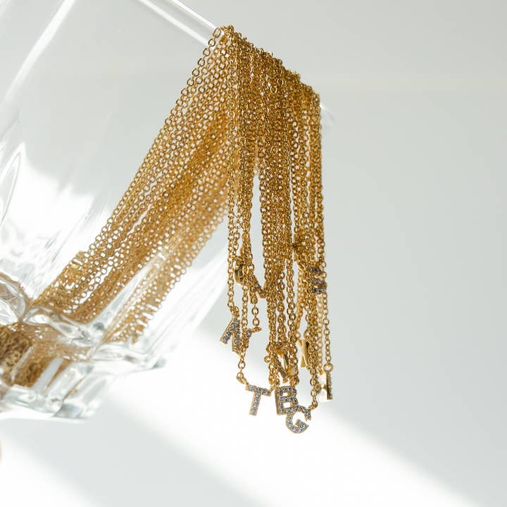 Brenda Grands Jewelry - Wholesale Jewelry Set - 18K Gold Dainty Shiny Initial Necklace - Set of 1640