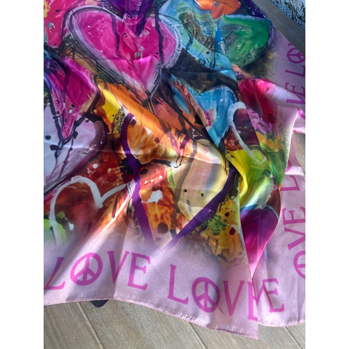 A Rare Bird Shop - Wholesale Scarf - Women's - Peace, Love, and Hearts Wild Rag