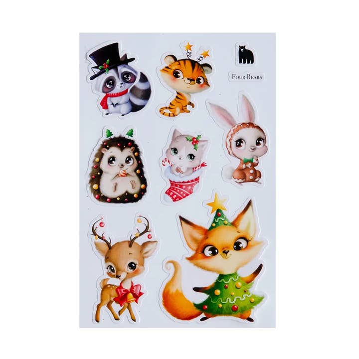 Festive Furry Friends for wholesale by Four Bears Sticker Club