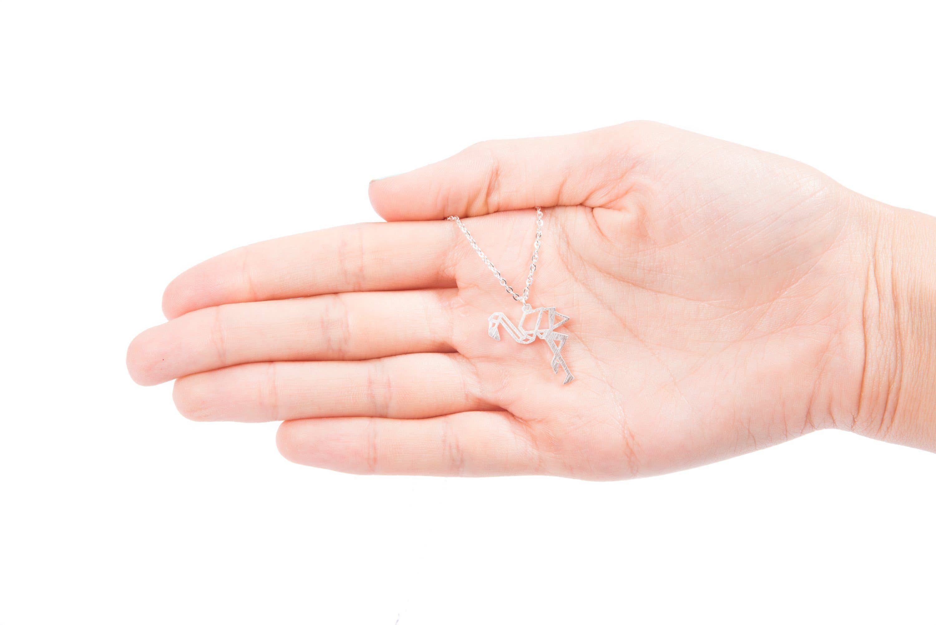 La Menagerie – wholesale Pendant/charm necklace – Flamingo Silver Origami Necklace8