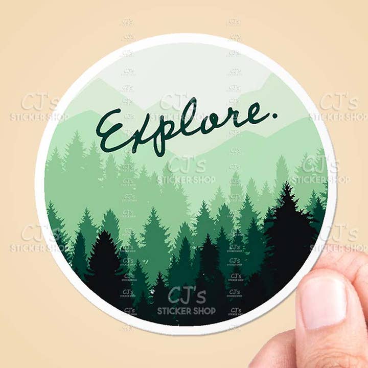 Explore. Woods Circle Sticker for wholesale by CJ's Sticker Shop