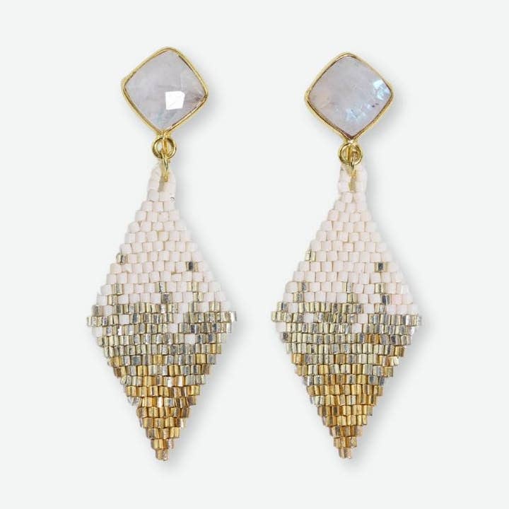 INK + ALLOY - Vente Boucles d'oreilles pendantes - Boucles d'oreilles pendantes Sky Small Diamond Drop avec pierre semi-précieuse St. Moritz en gros0