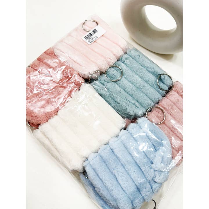 MIX COLOR Embossed Faux Fur Coin Purse with Key Ring for wholesale on Faire8