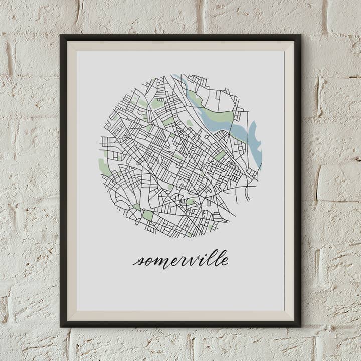 Somerville, Boston Map Print for wholesale by Sophie Kaplan