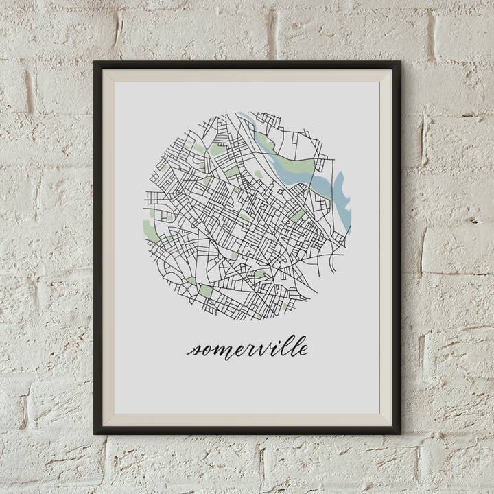 Somerville, Boston Map Print for wholesale by Sophie Kaplan