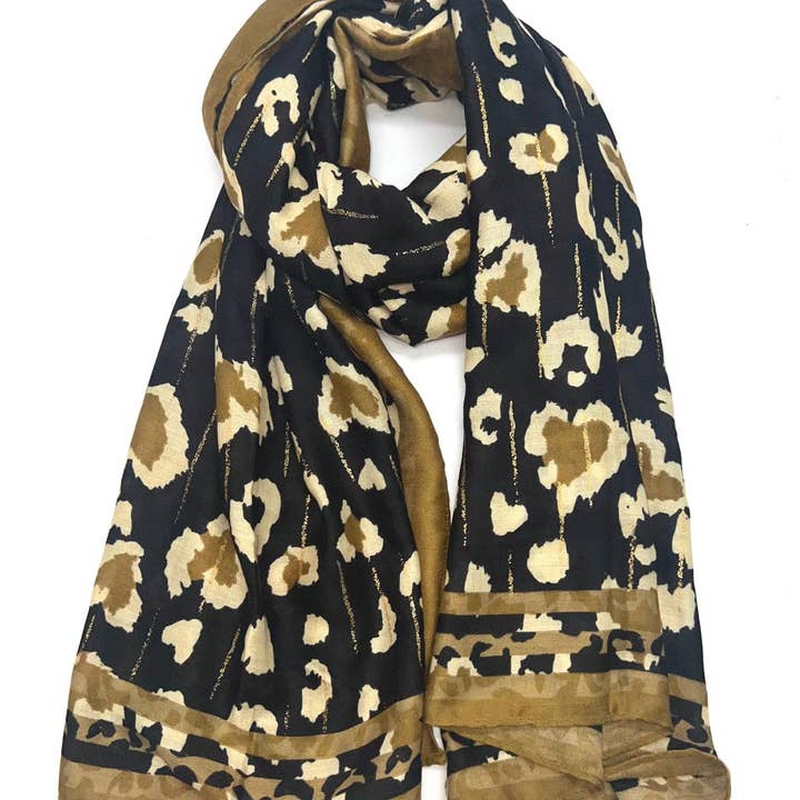 LINETA - Wholesale Scarf - Women's - HH-314 Leopard print scarf with lurex2