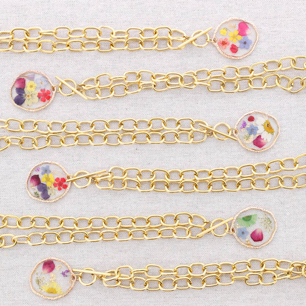 Sonata - Wholesale Snap Jewelry - Steel Choker with Dried Flowers Pendant6