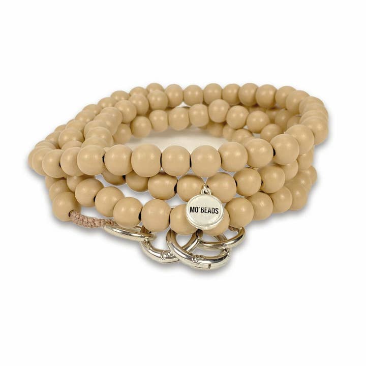 Beige halsketting voor mobiele telefoons, gemaakt van houten kralen voor wholesale door Escapulario