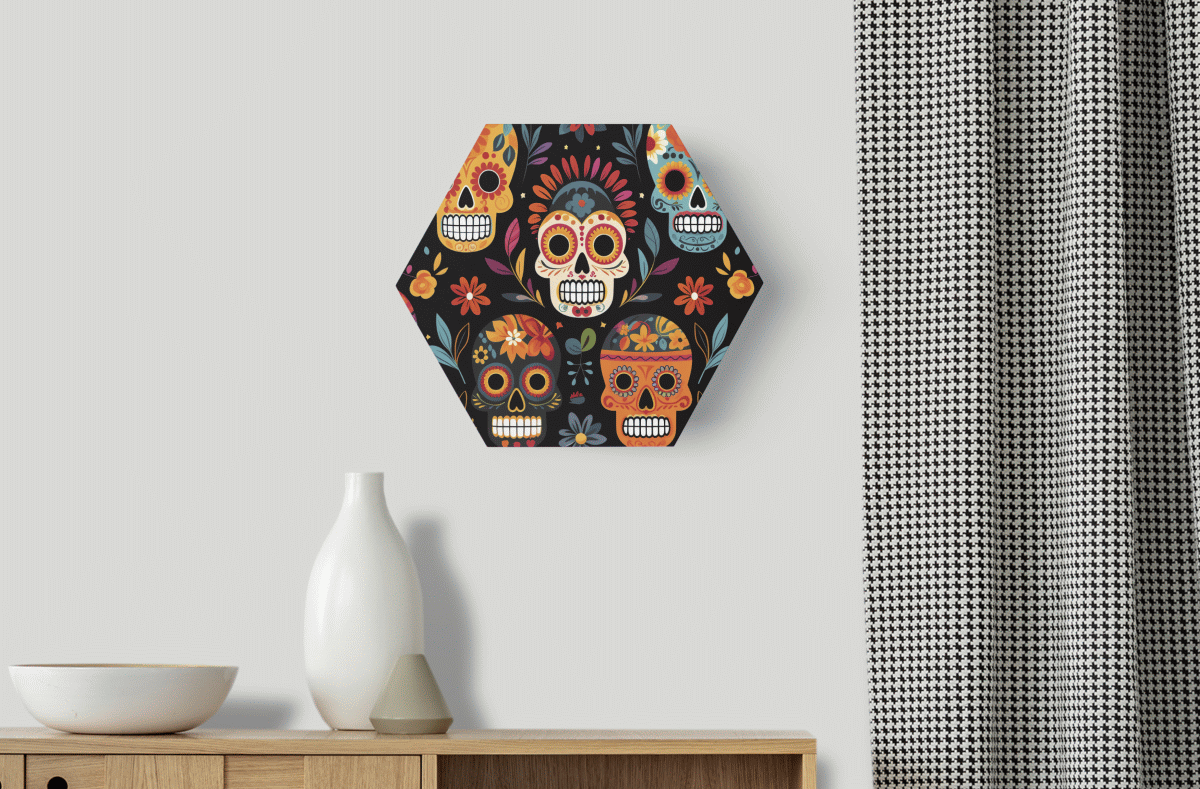 reetro - Wholesale Decorative Panel - Dia Muertos Mural - Hexagon1
