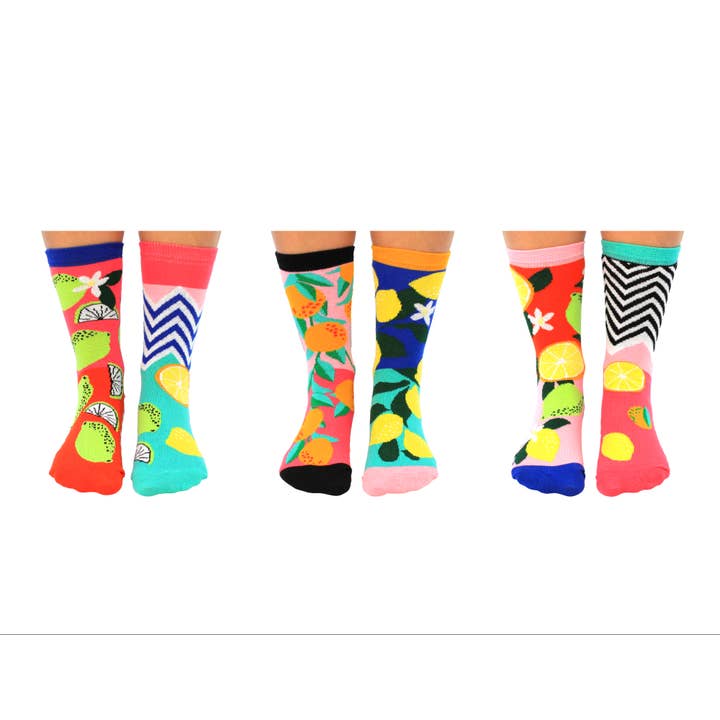 Sock Academy – wholesale Socks – Unisex – FRESHLY SQUEEZED | 6 Odd Socks Gift Box - United Oddsocks