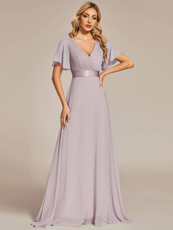 Ever-Pretty - Wholesale Gown – Women's - Double V-Neck Ruffles Chiffon Bridesmaid Dress27