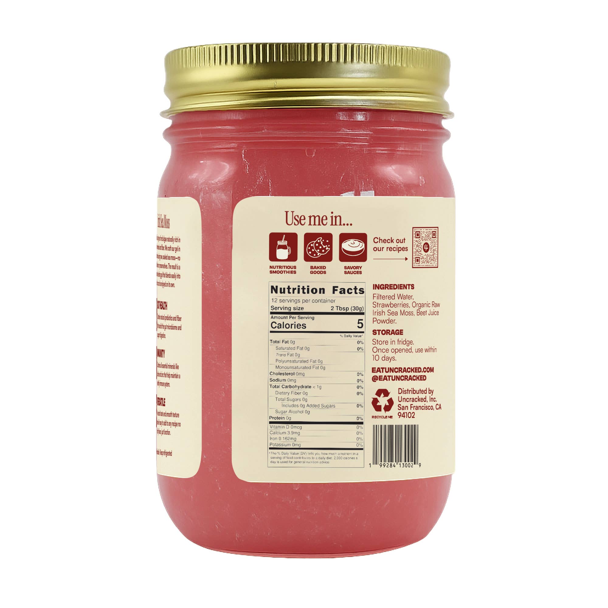 Uncracked - Wholesale Oral Supplement/Vitamin - Strawberry-Beet Sea Moss Gel2