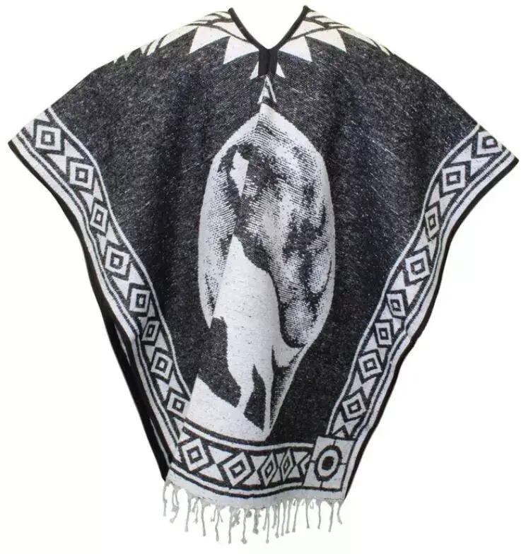 Baja Leather - Wholesale Poncho - Unisex - Mexican Poncho Authentic Pullover - Coyote3