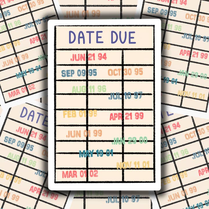 Biblioteksdato forfaldskort, Bibliotekskort klistermærke, Vintage bibliotekskort, Bog tema klistermærker, Bogrelaterede klistermærker, Gaver til bogelskere for engroshandel hos S and S Stickers