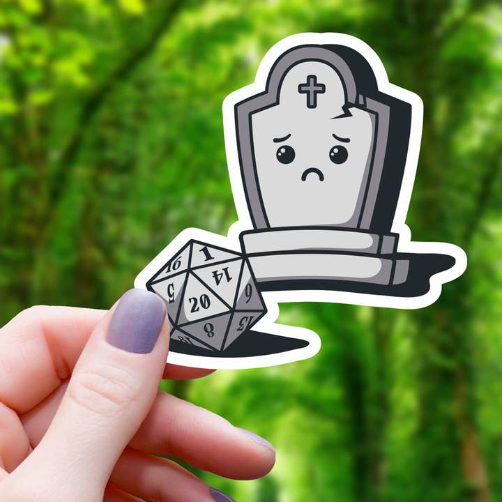 Tombstone Critical Fail Sticker- 3" for wholesale by Mimic Gaming Co