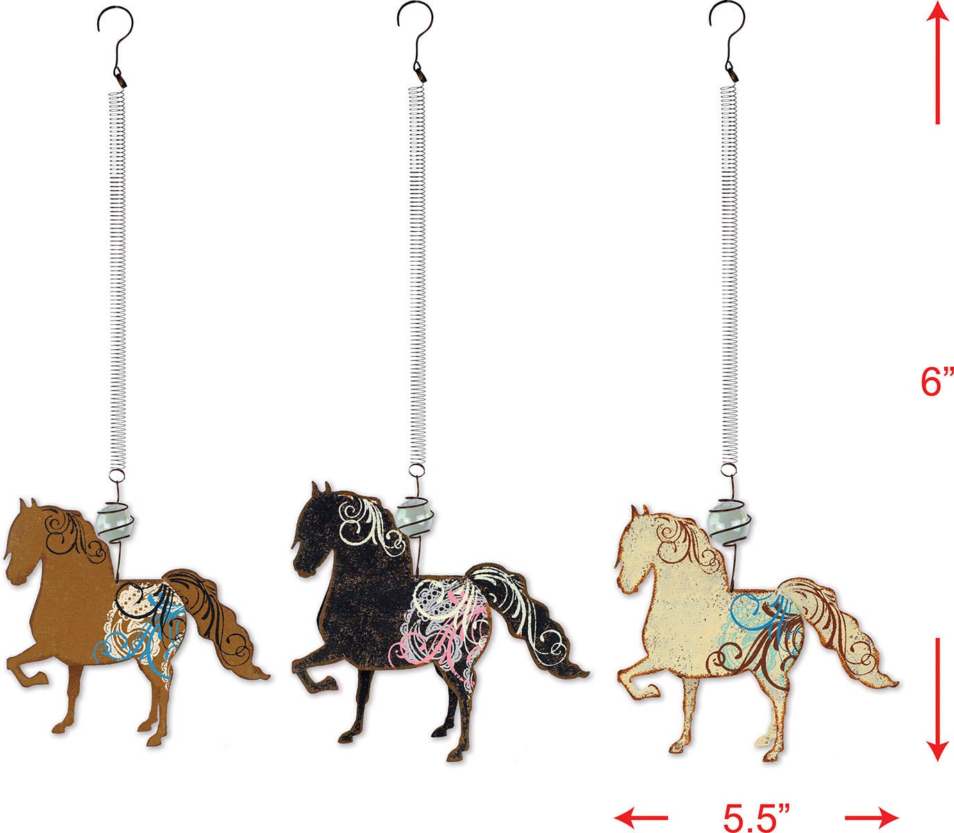 Sunset Vista Designs - Wholesale Ornament Set - Cowboy Country Horse Bouncys 3 Asst Ornament
