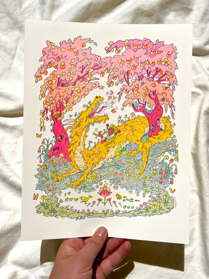 Spring Dragon Riso-Print für den Großhandel von Natalie Andrewson