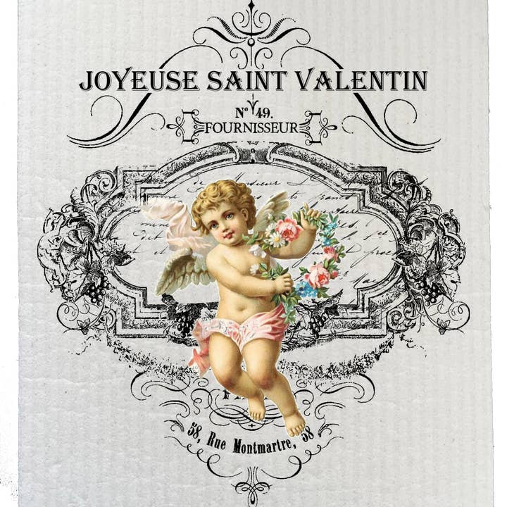 PANOS DE PRATO SUECO French Vintage Valentine Love Cupid por atacado de Avery Lane Gifts