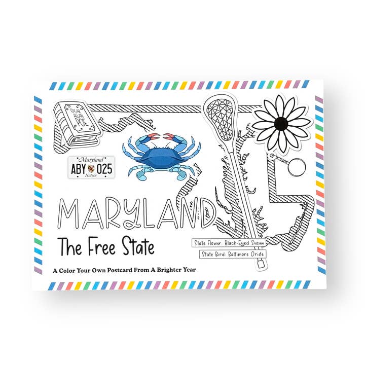 Color Your Own Maryland State Postcard for wholesale by A Brighter Year