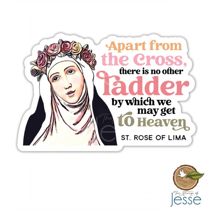 St. Rose of Lima Waterproof Catholic Sticker for wholesale by The Stump of Jesse