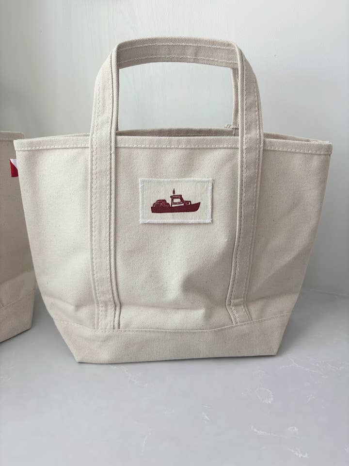 Lobster Boat Coastal Canvas Mini Boat Tote for wholesale by Seagate Studio