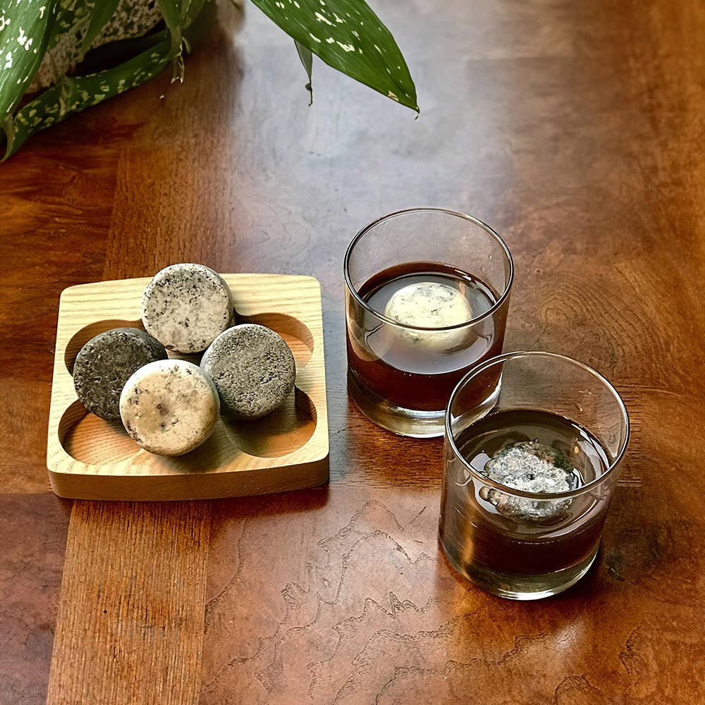 Sea Stones - Wholesale Drink Chilling Cubes - On The Rocks Chillers Set Granite Hardwood Ash & Glass3