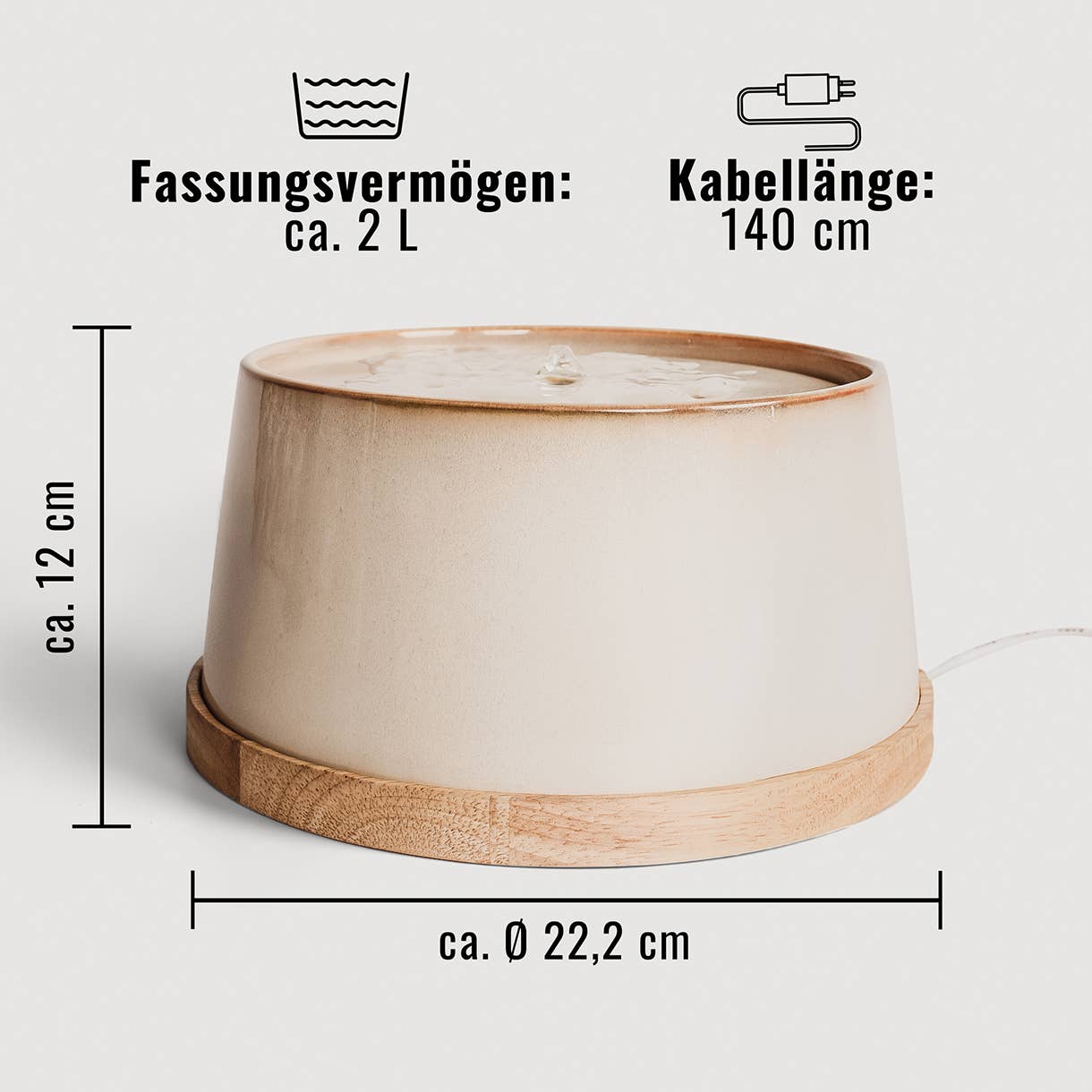 ne&no – Großhandel Futternapf – Katze/Hund – ne&no® Keramik Trinkbrunnen + Bambus-Basis I Induktion3