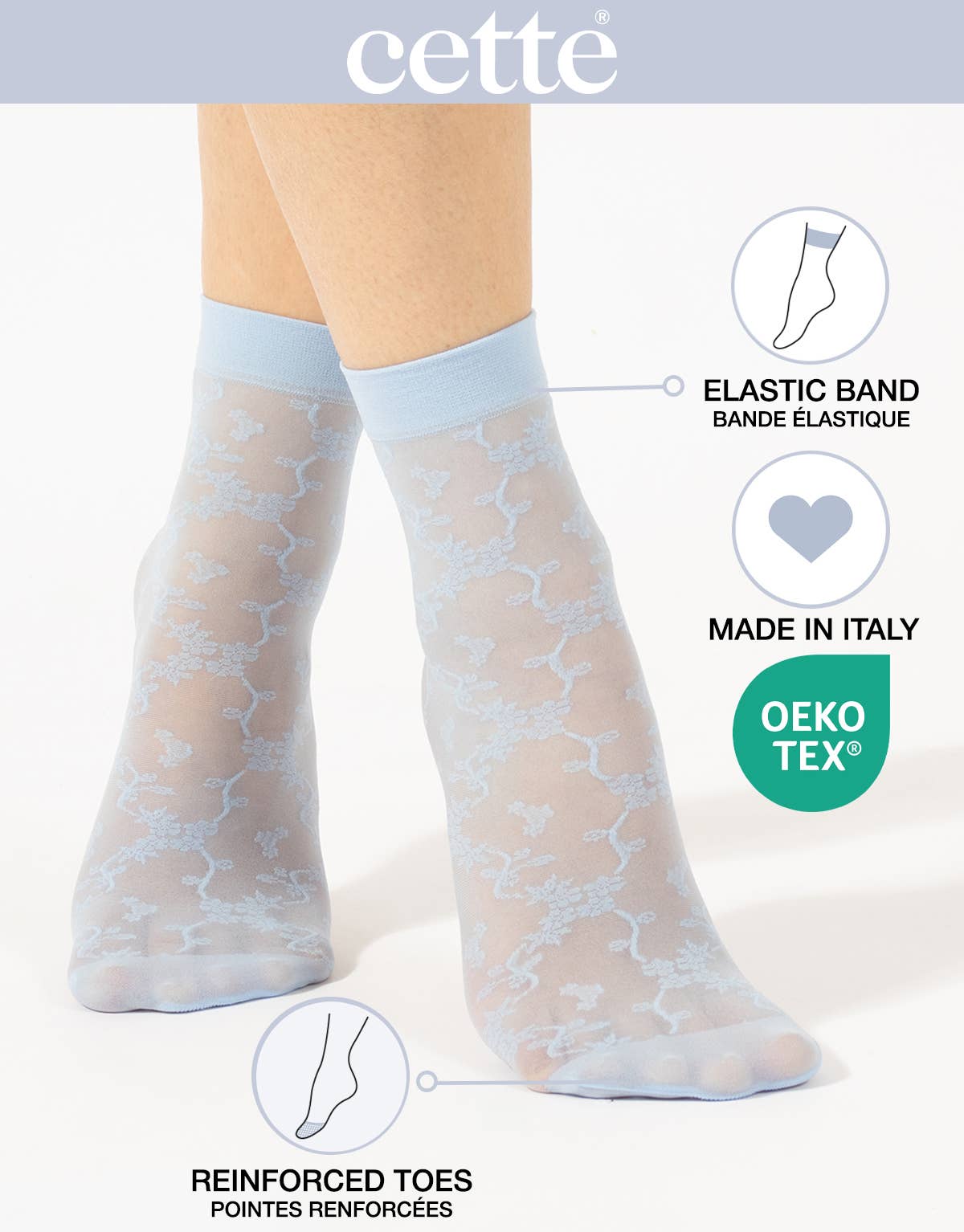 Cette - Wholesale Sokken - Dames - Pop sokken | transparante enkelsokken voor dames met bloemenpatroon11