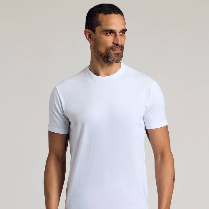 White Curved Hem Classic Crew Neck for wholesale by True Classic